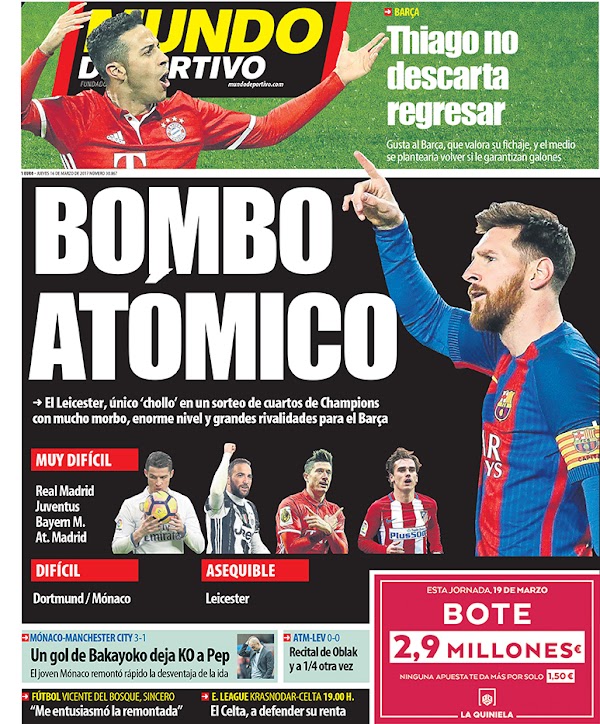 FC Barcelona, Mundo Deportivo: "Bombo atómico"