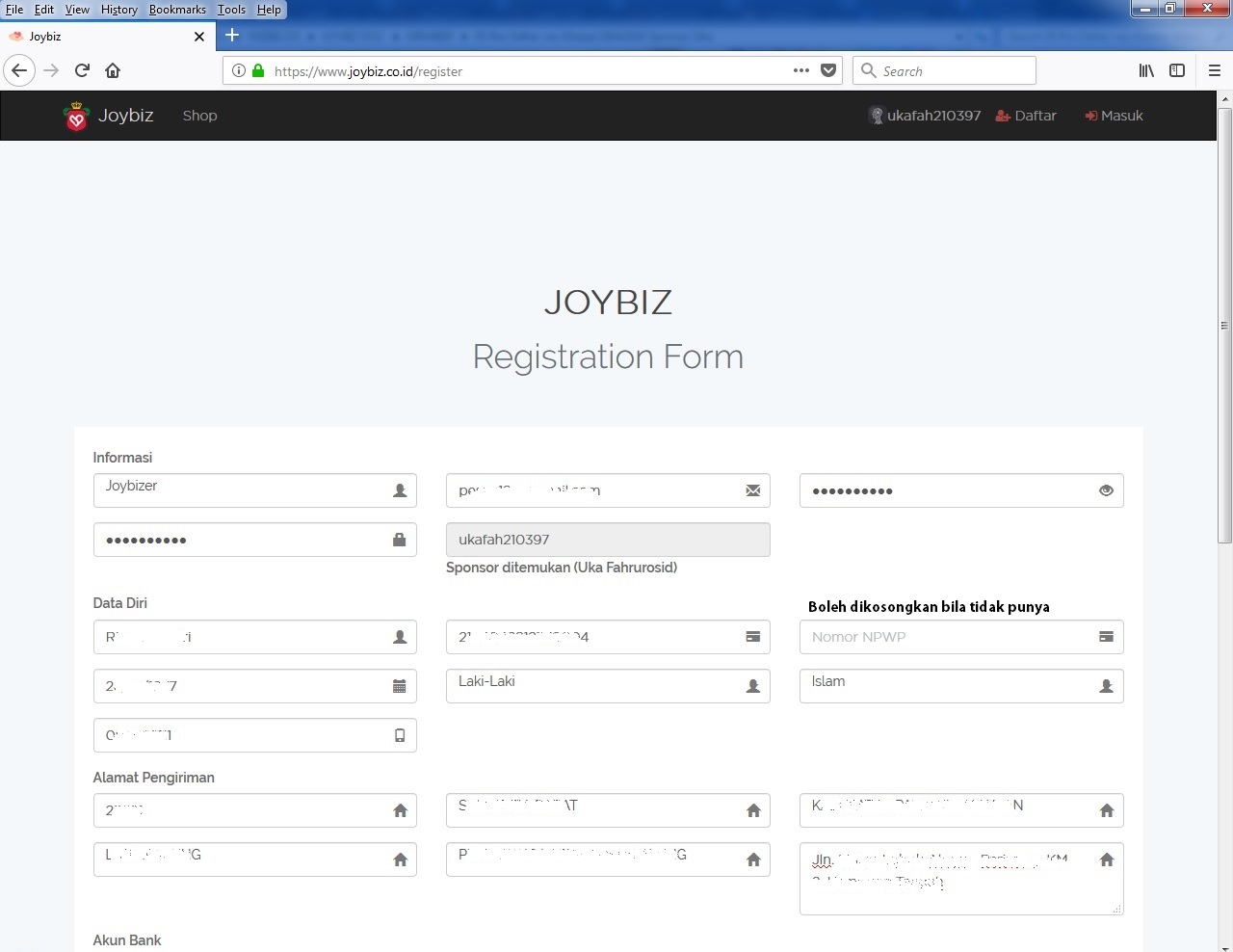 Isi Data Pribadi Member Joybizer Joybiz Isi Data Pribadi Member Joybizer Joybiz