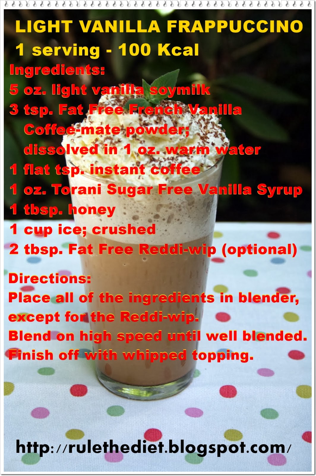 weight loss for a healthy lifestyle: LIGHT VANILLA FRAPPUCCINO!!!
