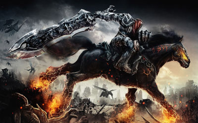Darksiders - War sur son Cheval de Feu - Fond d'Écran en Full HD 1080p