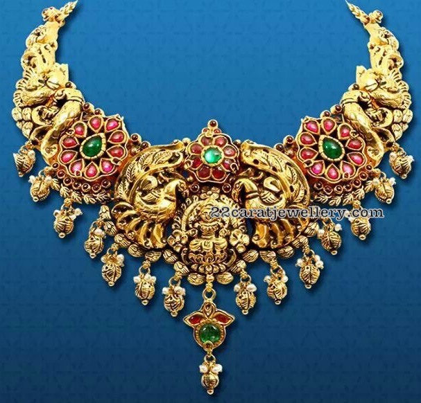 Peacock Nakshi Necklace with Kundan Peacock Nakshi Necklace with Kundan