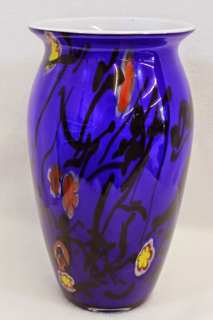 13909 Antiques Awesome Large Murano HandBlown Glass Millefiori Vase