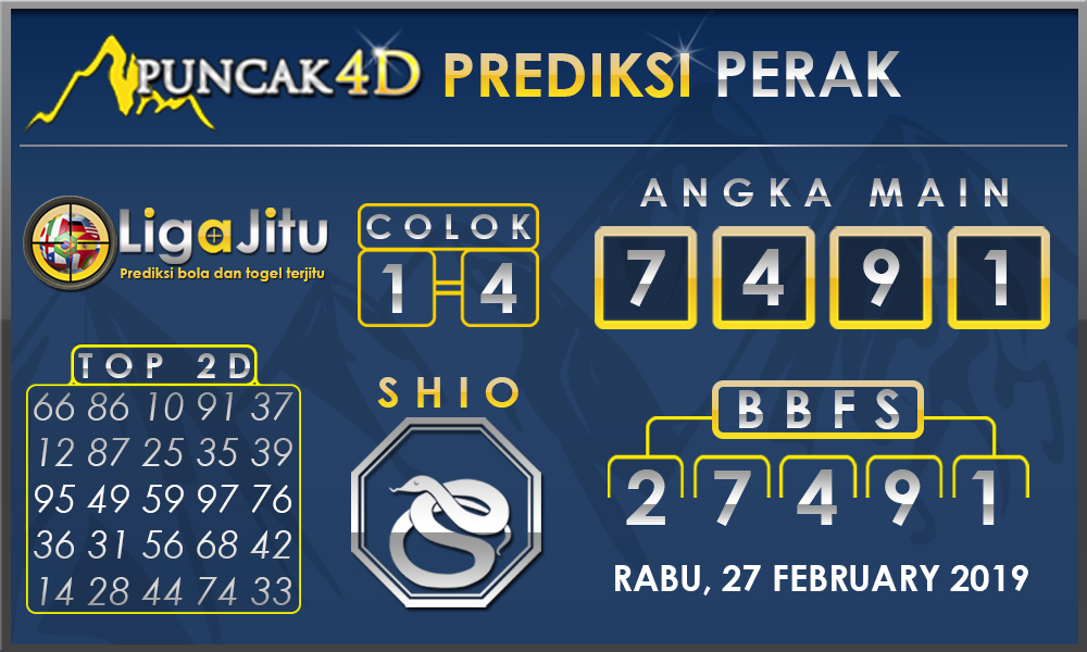Prediksi Togel PERAK PUNCAK4D 27 FEBRUARY 2019