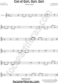 Violín Partitura de Con el Guri Guri Guri Sheet Music for Violin Music Scores
