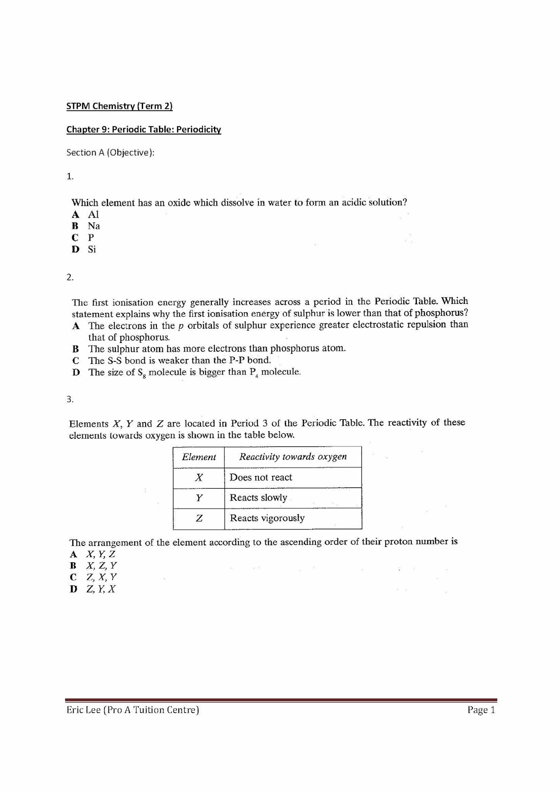 Sample Chemistry Coursework 2015 Stpm