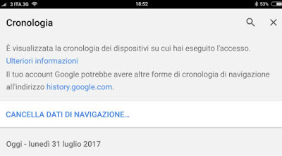 cronologia android cancella cronologia android