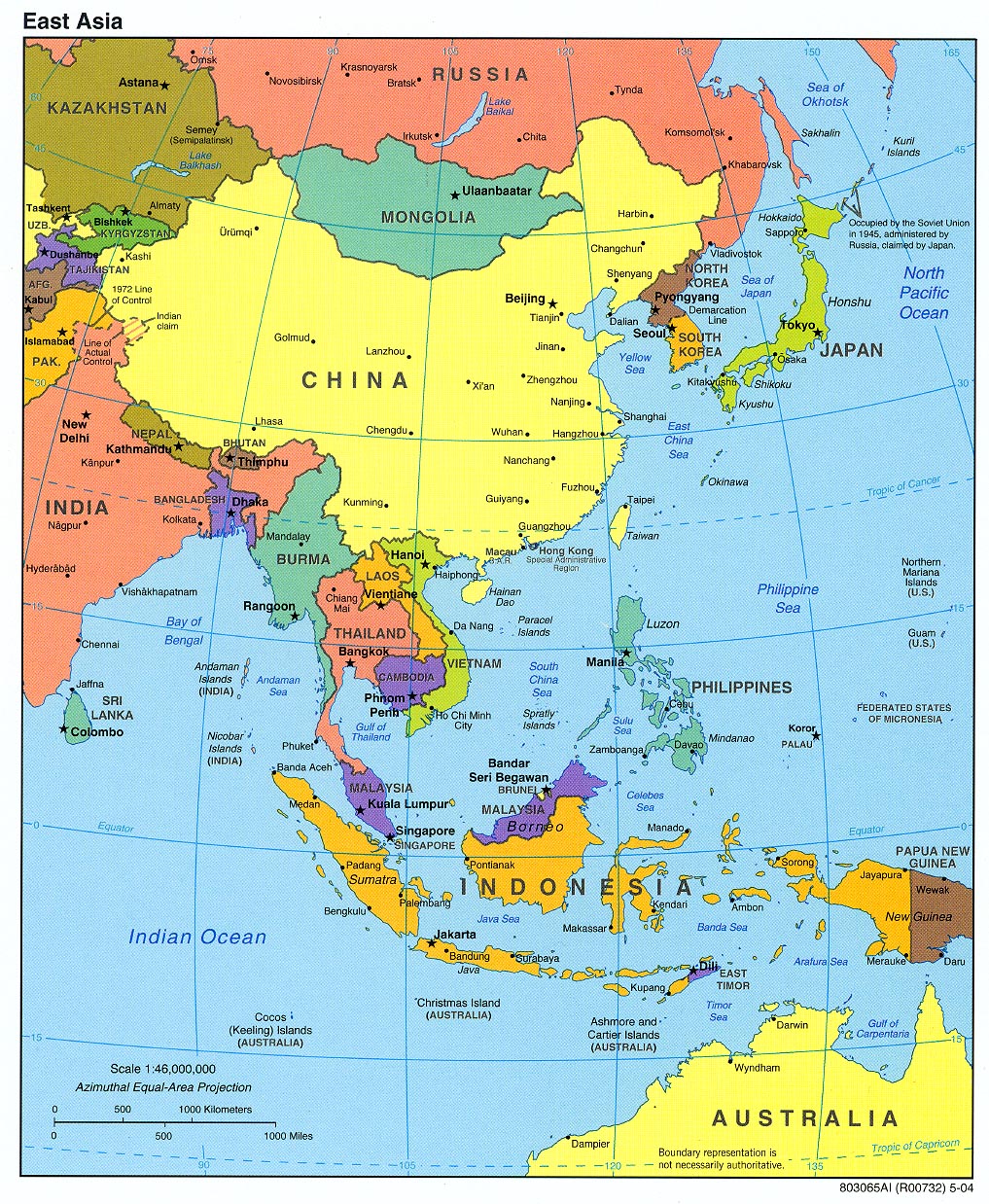 China In East Asia Map 