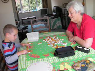 playing games on the dining table with nanna