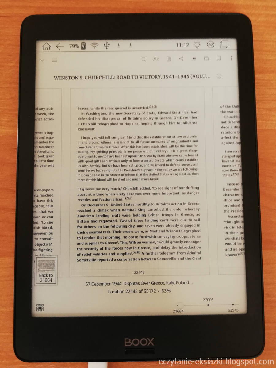 Tryb kartkowania w aplikacji Kindle na Onyx Boox Nova