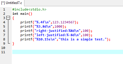 how to use printf in c for asc