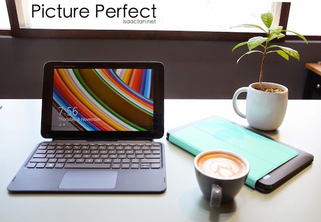 Picture perfect, shown here with the Turquoise blue cover HP Pavilion x2