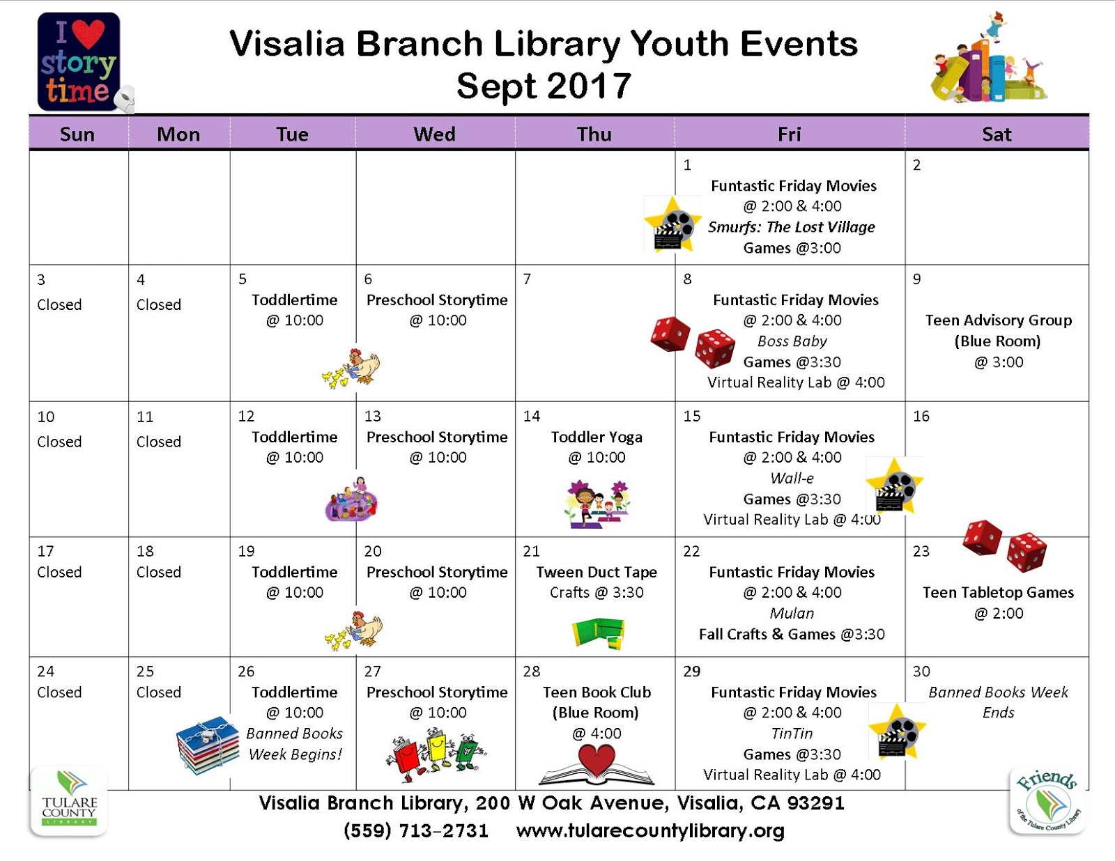 Tulare County Library News and Events Children's Events at the Visalia