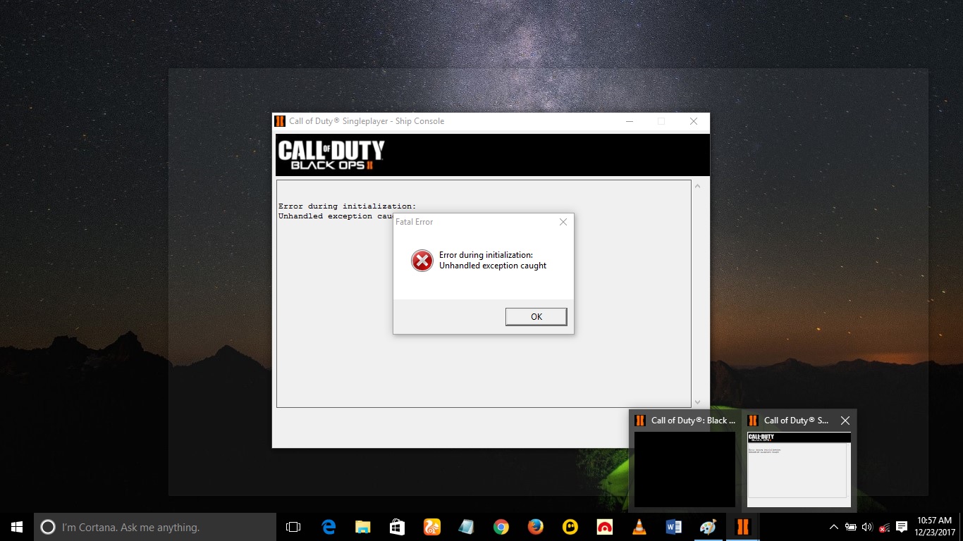 BLACK OPS II GAME HOW TO FIX ERROR DURING INITIALIZING UNHANDLED EXCEPTION CAUGHT Timana