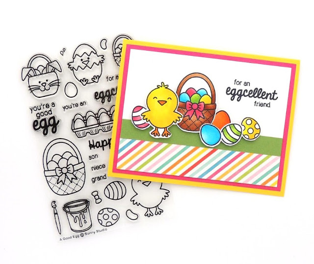 Sunny Studio: A Good Egg Easter Card by Creations Galore.