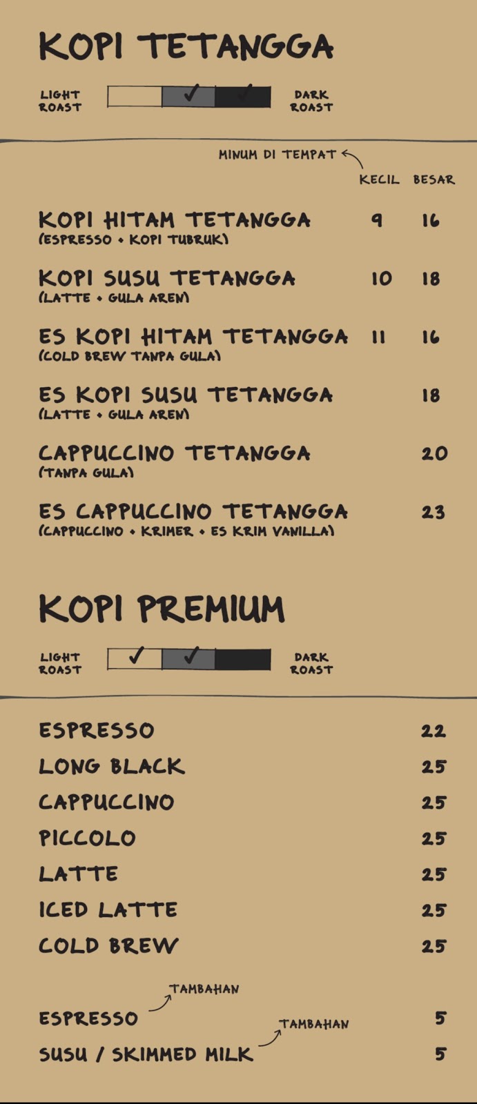 Kopi Tuku Menu