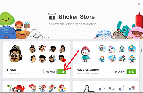 facebook chat sticker store