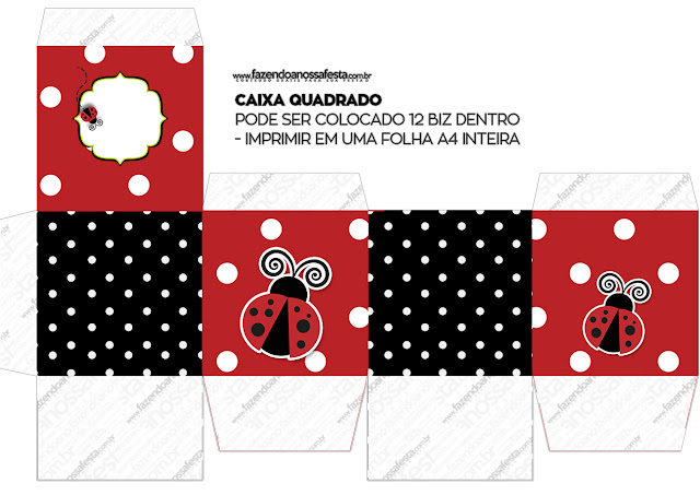 Cajas  Cubo de Mariquitas, Catarinas, Tortolitas o Vaquita de San Antonio para imprimir gratis.