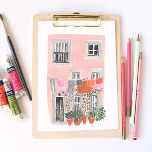 Emma Block - Lisbon Pink House art print on Etsy Emma Block - Lisbon Pink House art print on Etsy