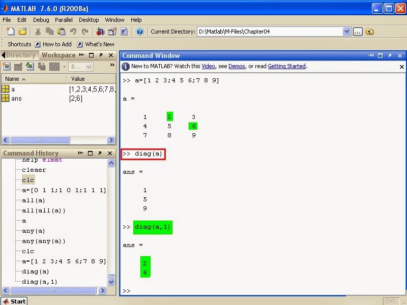 Product Design Engineering: MATLAB Tutorial - MATLAB Matrix main ...
