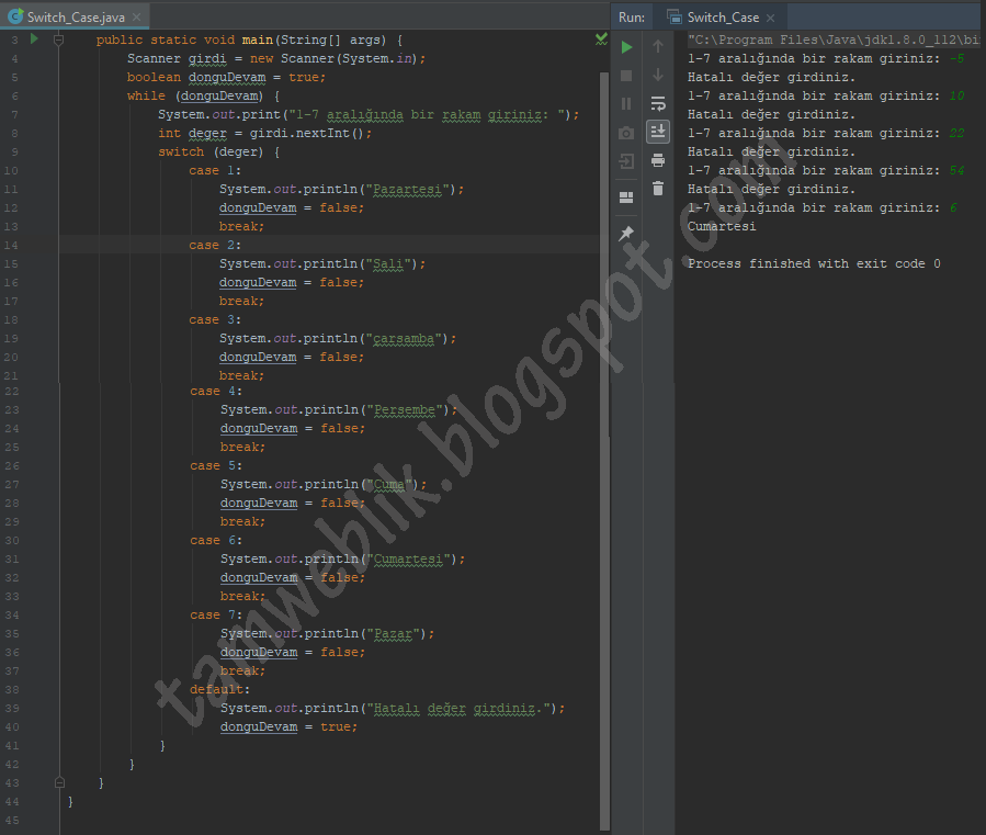 JAVA Kodlama Örnekleri #31 - Switch Case - Tam Weblik