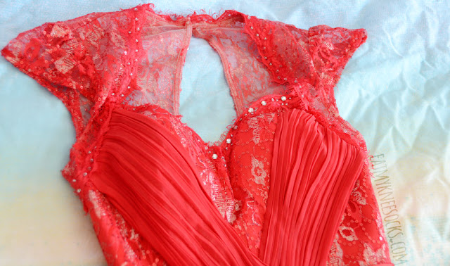 Ever-Pretty Review: Jeweled Red Gown Details on the cap sleeve jeweled beaded sweetheart neckline red lace floor length maxi dress from Ever-Pretty--the perfect gown for prom and graduation.