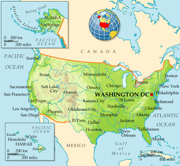 Местоположение сша. Столица США на карте США. Вашингтон на карте Северной Америки. Столица США на карте Северной Америки.