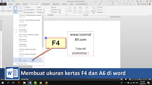 Cara menambahkan ukuran kertas F4 dan A6 di word + video