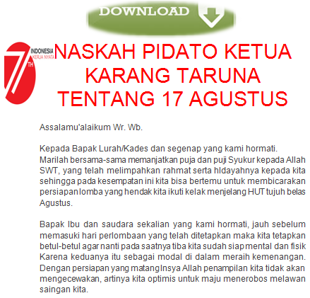 Contoh Naskah Pidato Ketua Karang Taruna Tentang Persiapan 17 Agustus