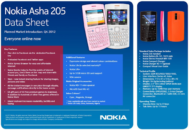Data Sheet - Nokia Asha 205