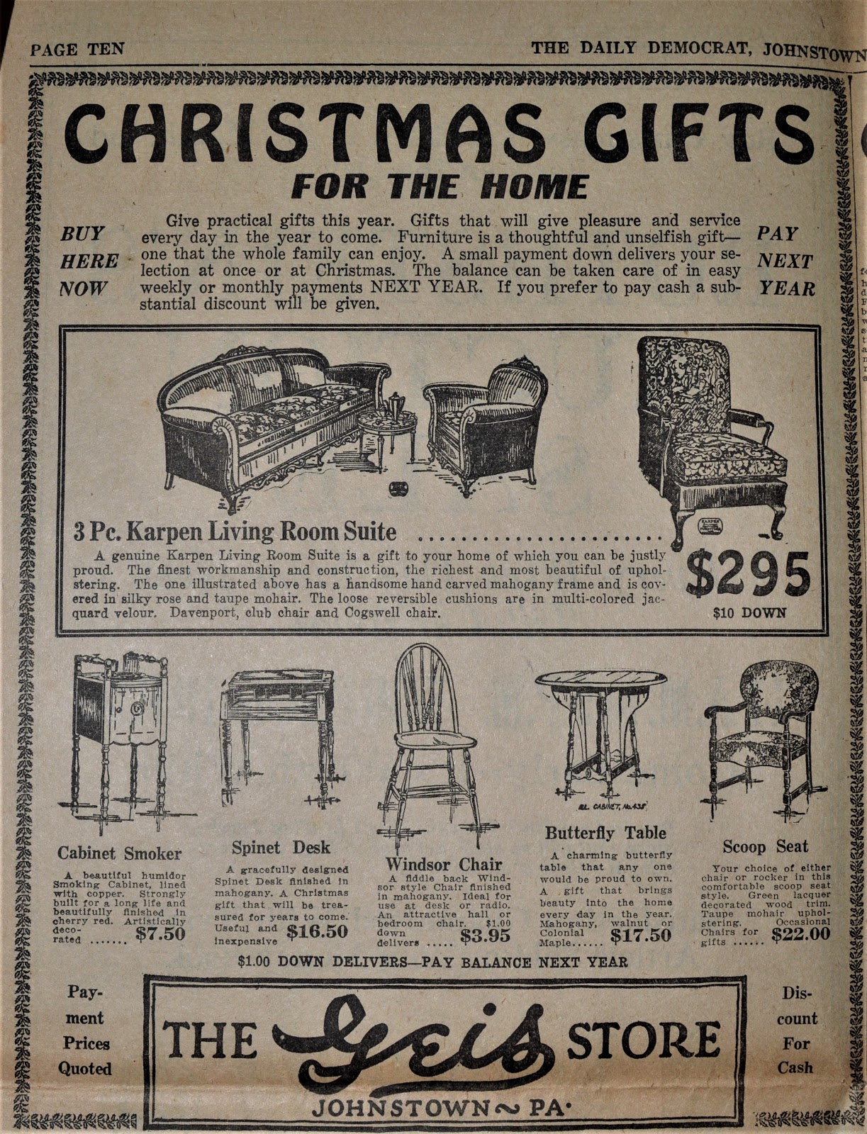 Vintage Johnstown Christmas 1928