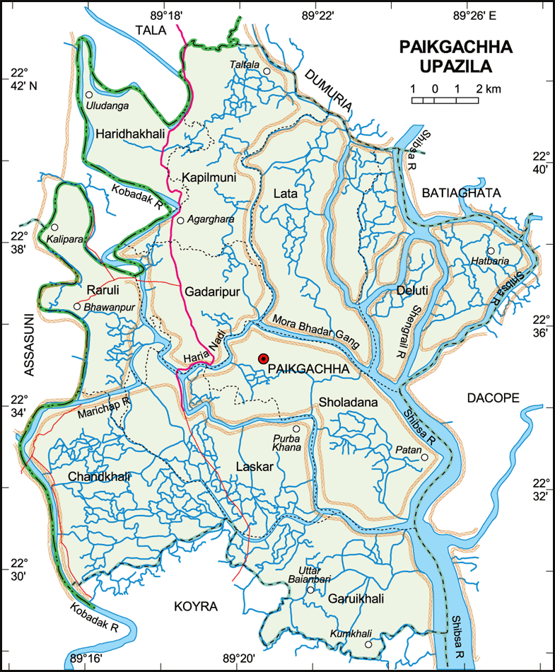 Paikgacha Upazila Map Khulna District Bangladesh