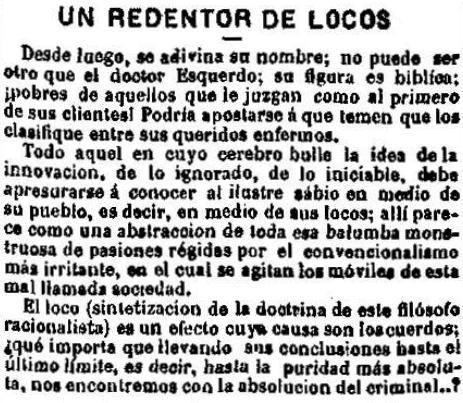 Fragmento del texto publicado en El Liberal