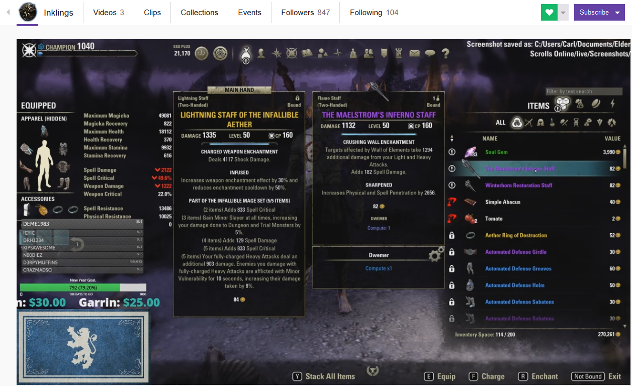 Congrats Inklings on Sharpened vMA Inferno Staff — Elder Scrolls Online