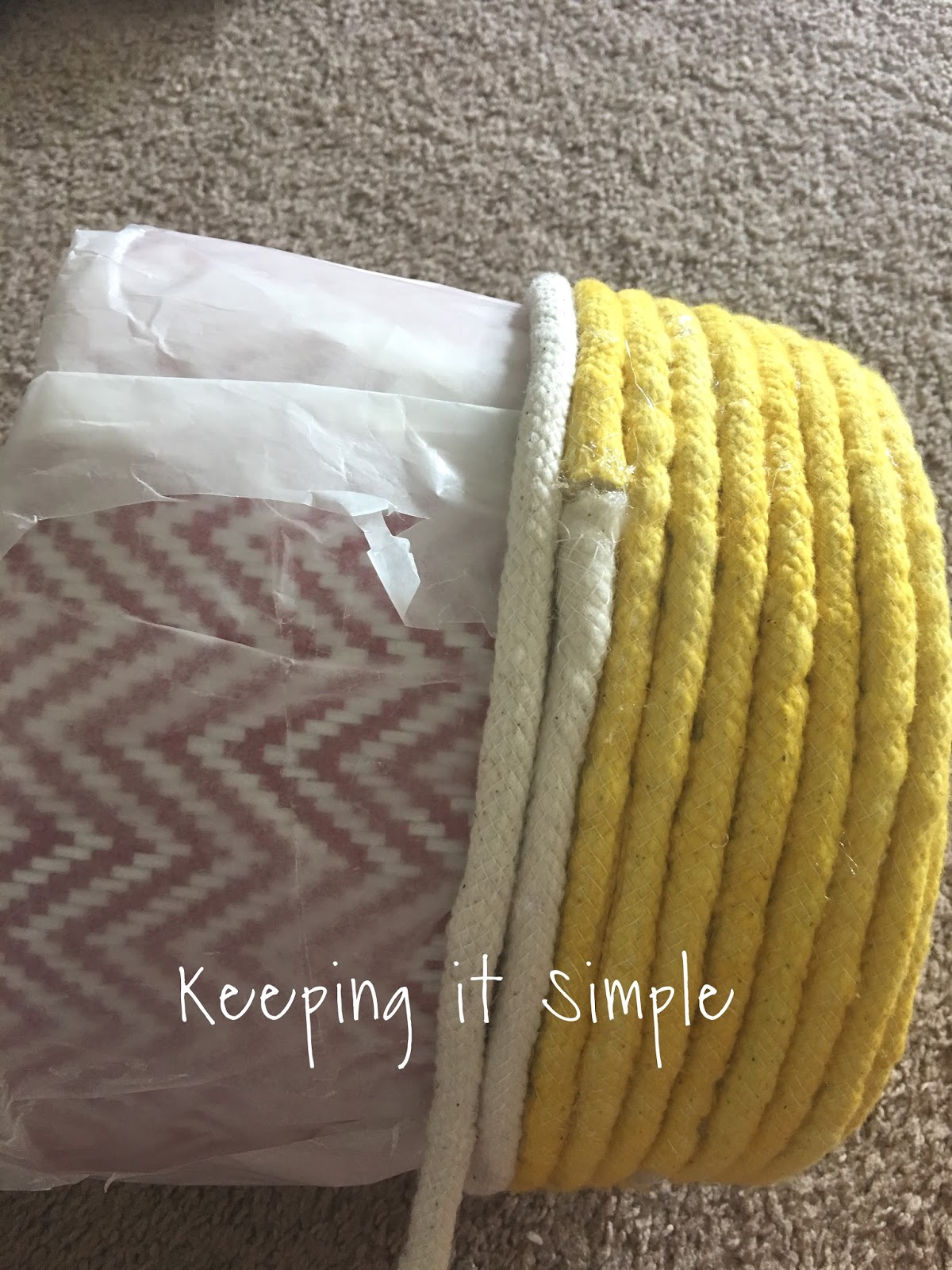 DIY No Sew Yellow Rope Baskets - Keeping it Simple
