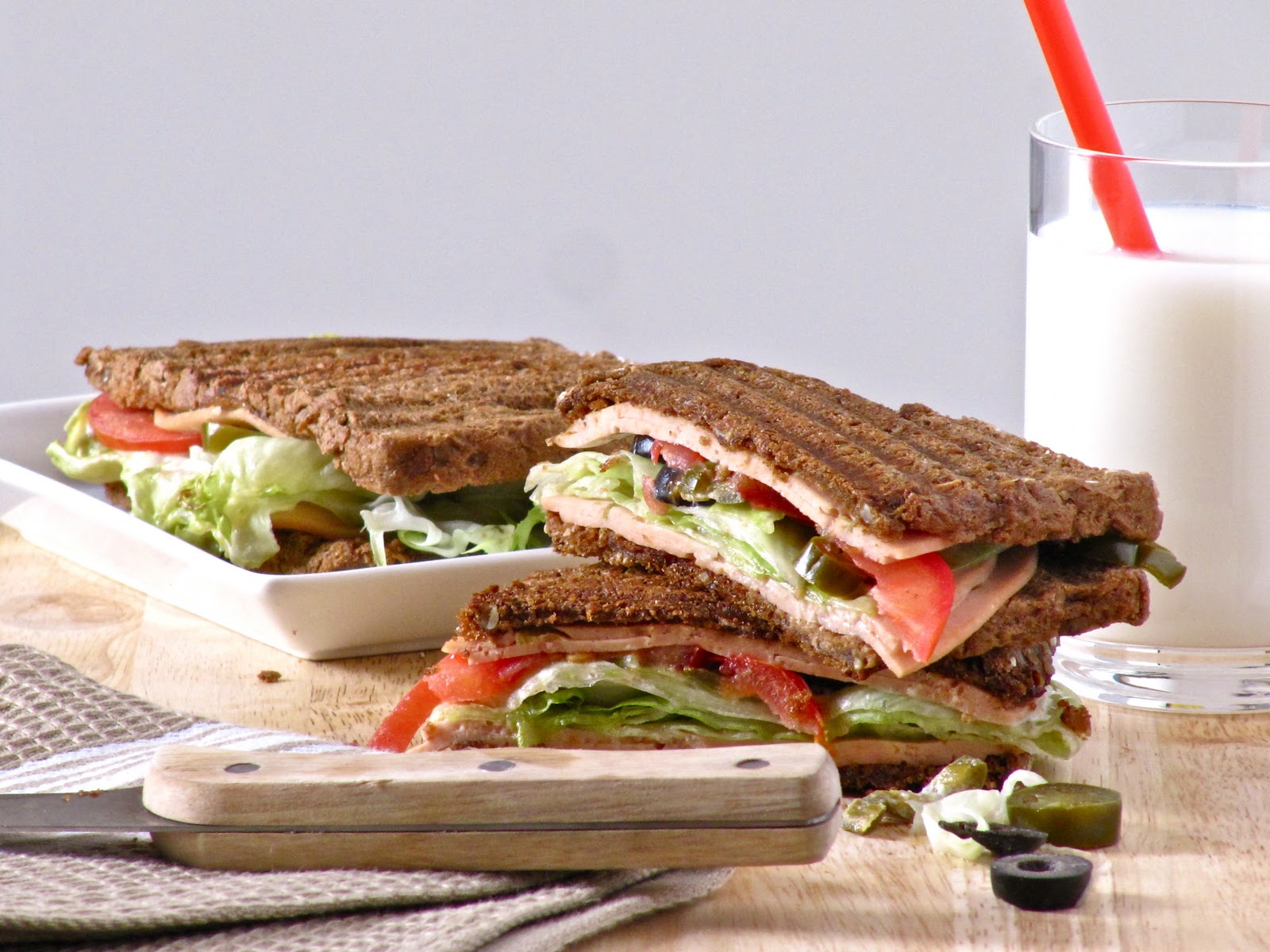 Plateful Grilled Chicken Mortadella Sandwich