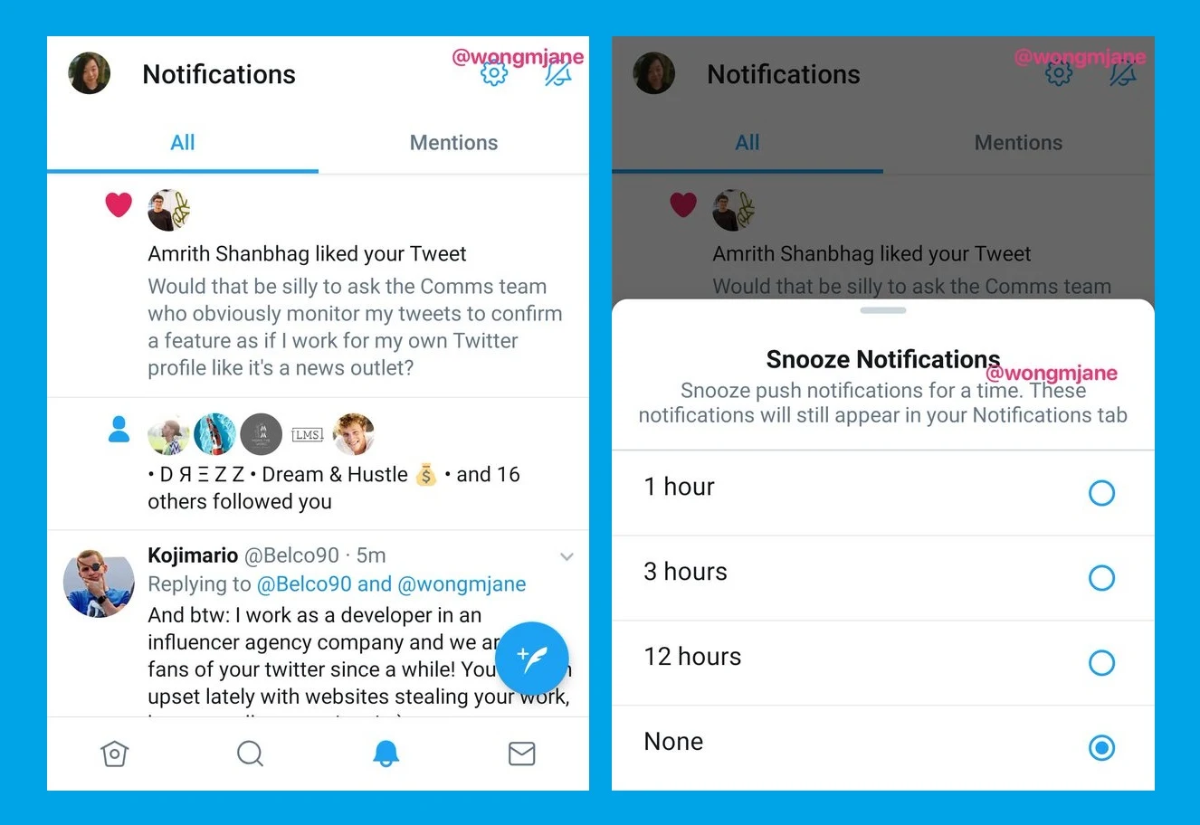 Twitter is testing Snooze feature, allowing users to pause notifications for 1 hour, 3 hours or 12 hours!