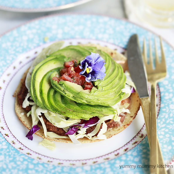 Vegetarian Tostadas with Avocado Roses