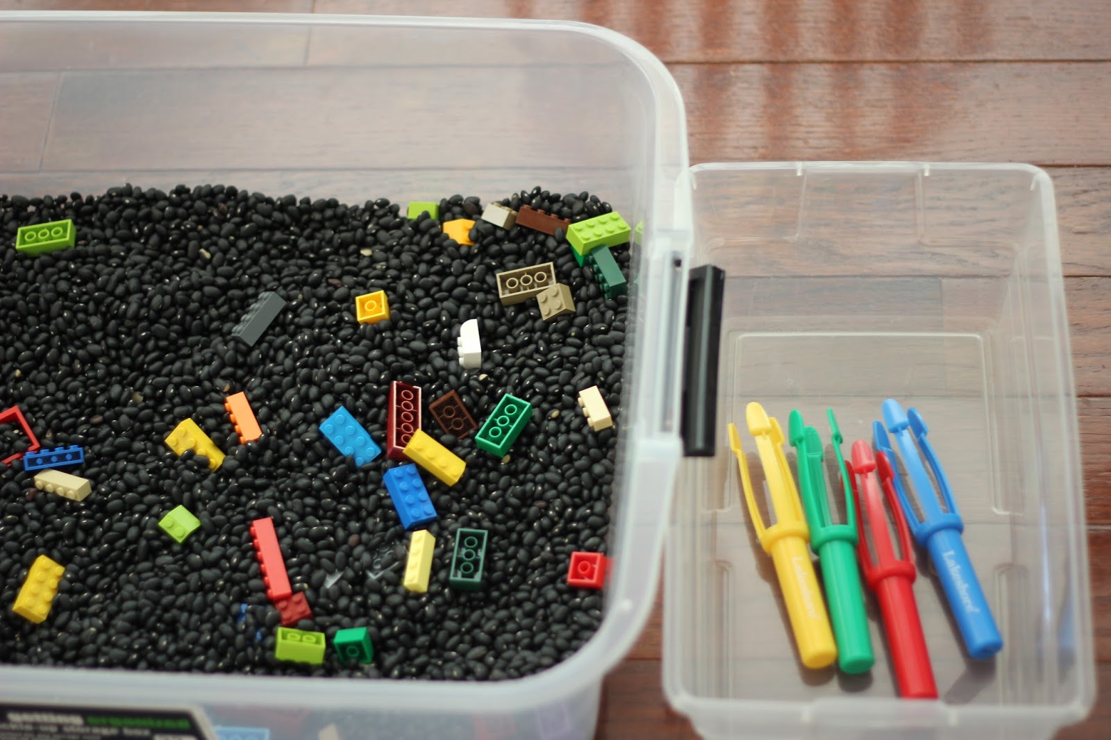 Toddler Approved! Super Quick to Make LEGO Sensory Bin for Kids
