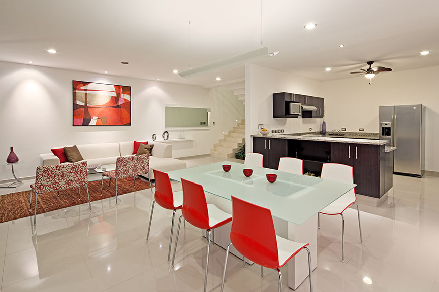 Decoracion de living con piedras minimalistas. ambientes modernos ... Casa remodela sala cocina y comedor