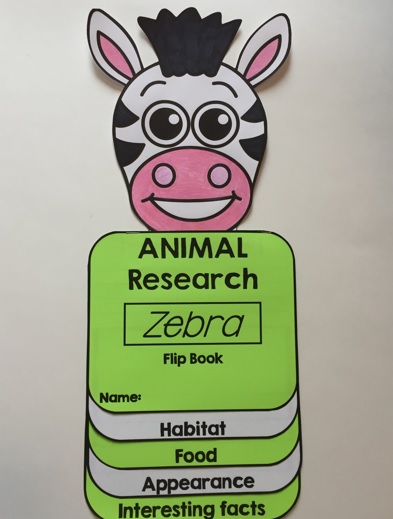 animal research project flip book