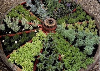 wagon wheel herb garden