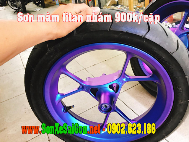 Sơn mâm xe NVX màu titan nhám cực đẹp Sơn mâm xe NVX màu titan nhám cực đẹp