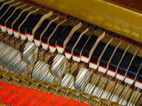 dampers & hammers in an acoustic piano