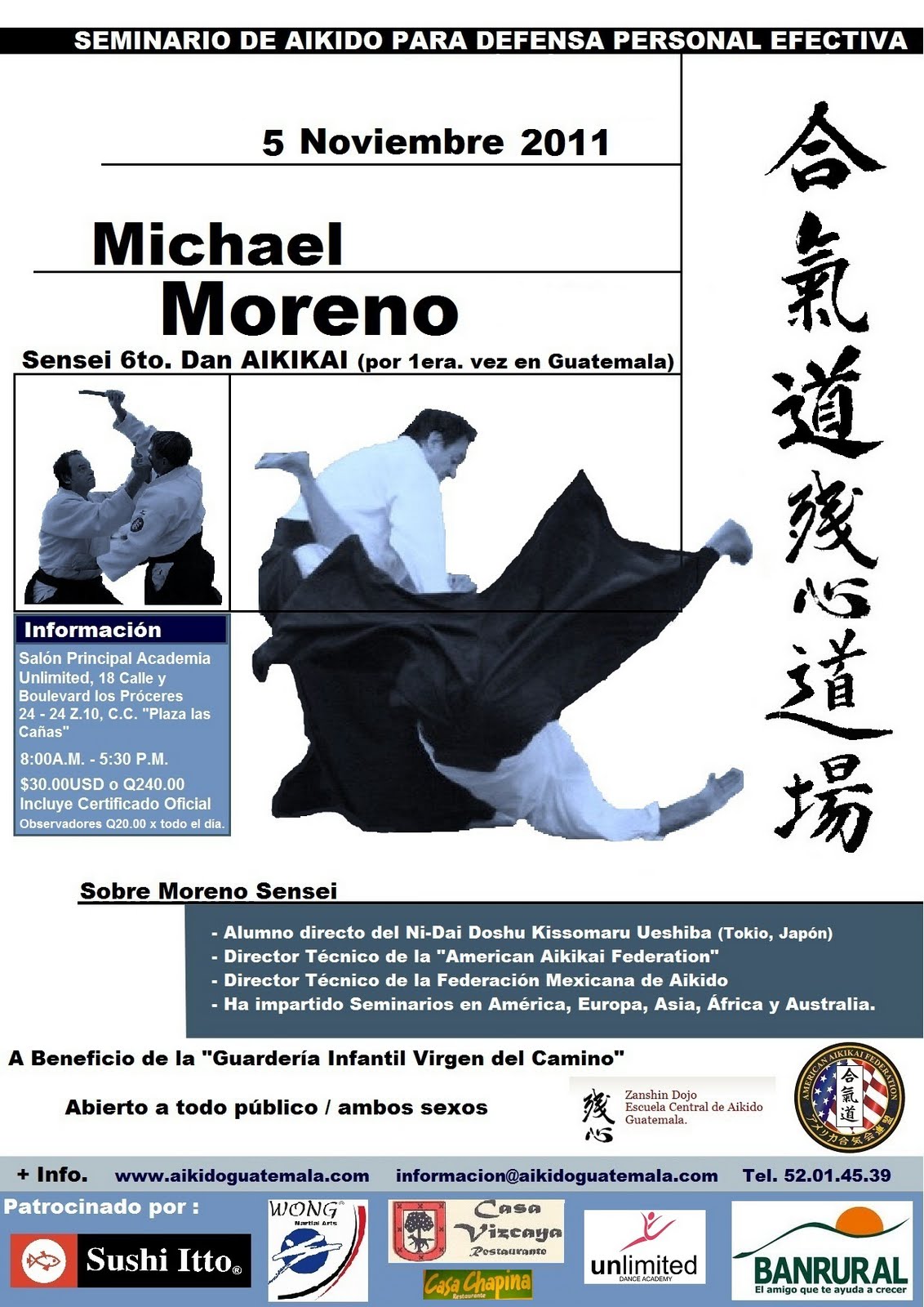 Afiche 7mo. Seminario Zanshin Dojo Aikido Guatemala