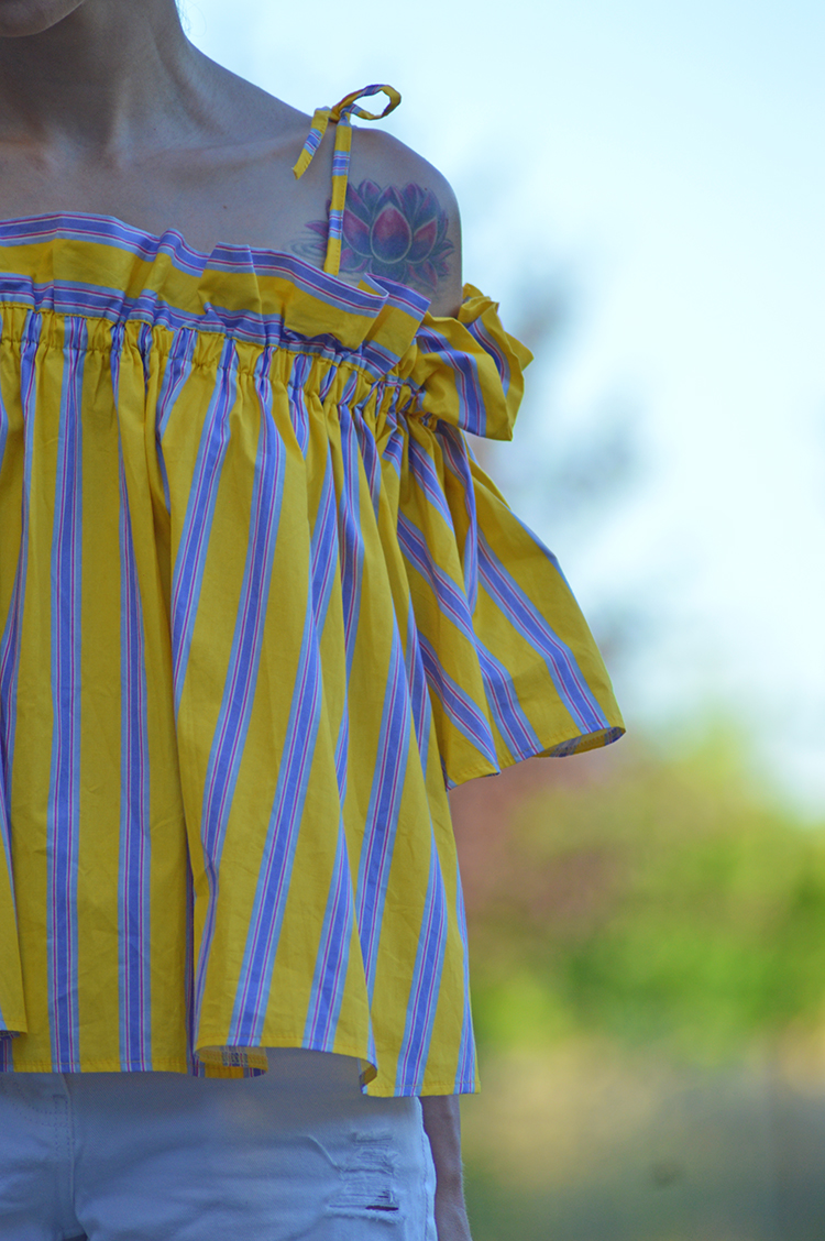 Skinny Buddha Jaunty Stripe Cold-shoulder Top in Yellow Skinny Buddha Jaunty Stripe Cold-shoulder Top in Yellow