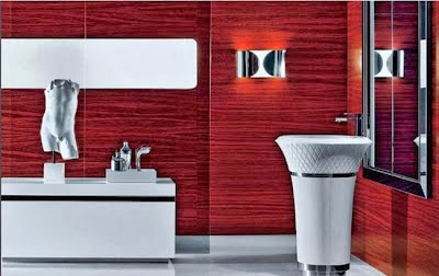 15 fotos de baños en rojo y blanco - Colores en Casa
