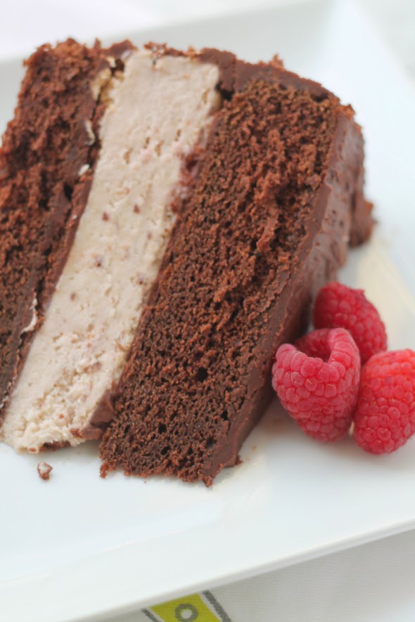 Chocolate Raspberry Cheesecake Cake
