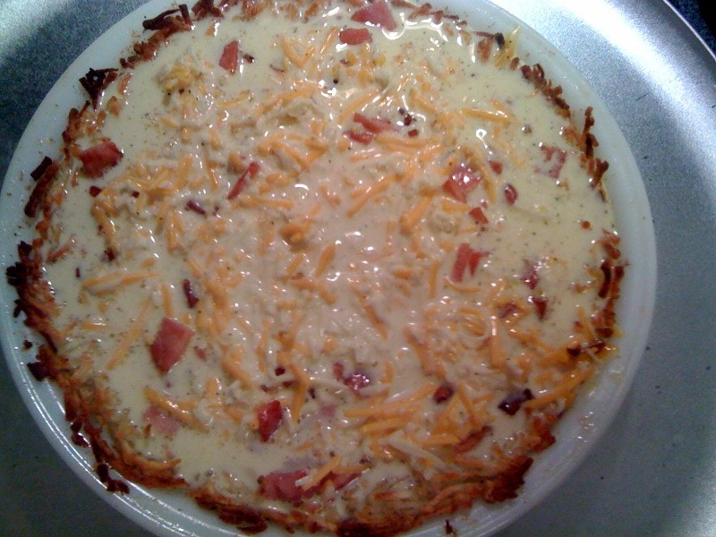 Sweet Tea and Cornbread Hash Brown Ham and Cheese Quiche!