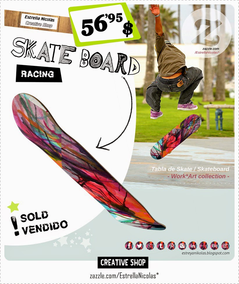 Creative Skate Board | Design by Estrella Nicolás patinete, skater, diseño, tabla, patinar, creativo, tinta, ink