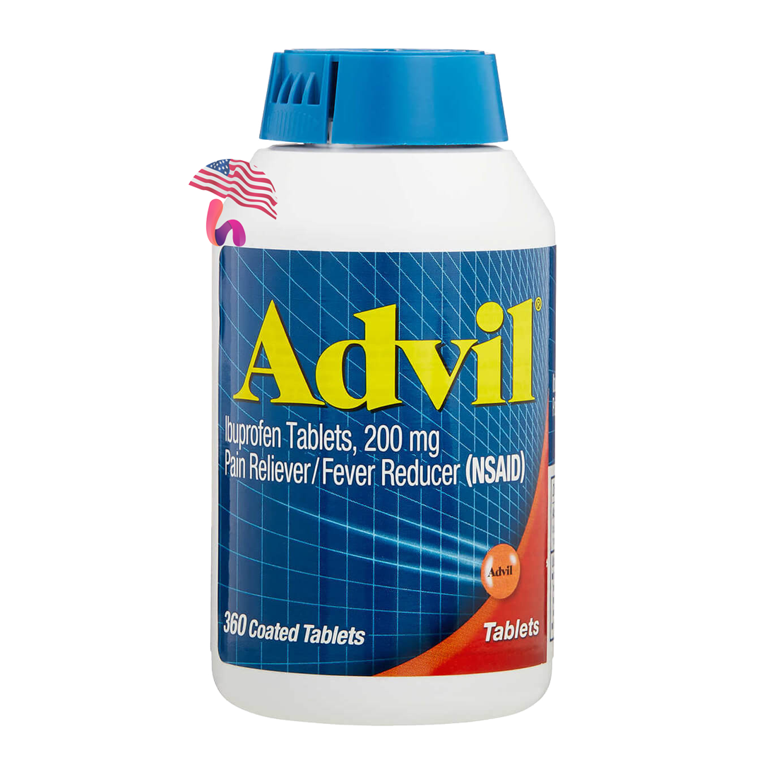 Viên uống giảm đau hạ sốt Advil Ibuprofen viên nén đỏ 200mg của Mỹ